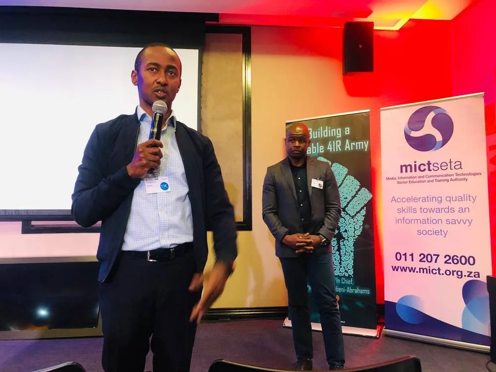 Baxolile Mabinya speaking at a MICT SETA 4IR event, June 2019